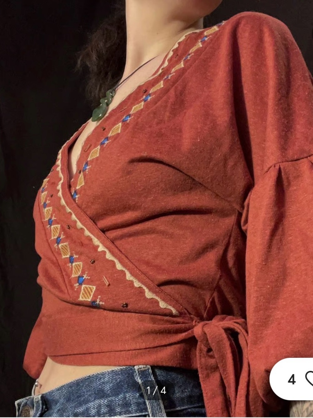Alya Rust Embroidered Wrap Top ptp 25 length 20